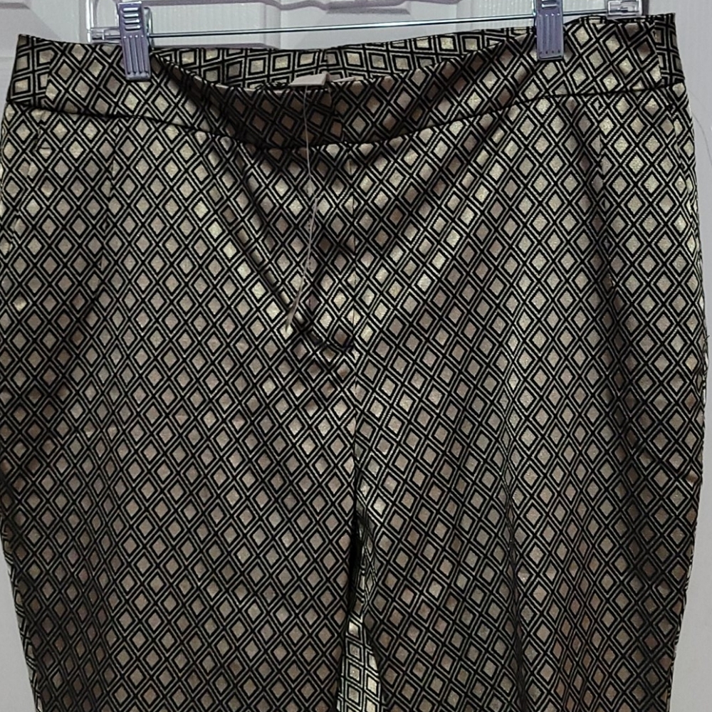 Jacquard geo print gold chicos pants NWT
